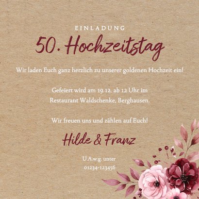 Rosa Blumen auf Kraftpapier Hochzeitsjubiläum Fotocollage 3