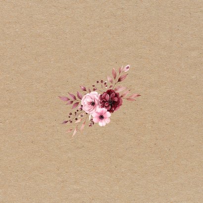 Rosa Blumen auf Kraftpapier Hochzeitsjubiläum Fotocollage Rückseite