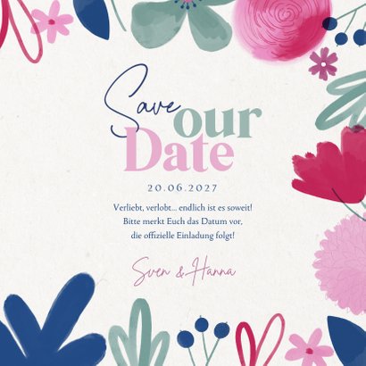 Save-our-Date-Karte Aquarellblumen 3