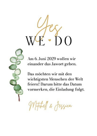 Save-the-Date-Hochzeitskarte Eukalyptuskranz Aquarell 3