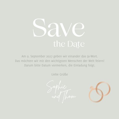 Save-the-Date-Karte Blüten & Ringe kupfer 3