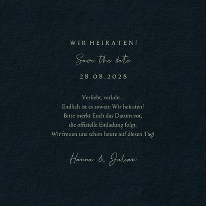 Save-the-Date-Karte Eukalyptus Schwarz & Silber 3
