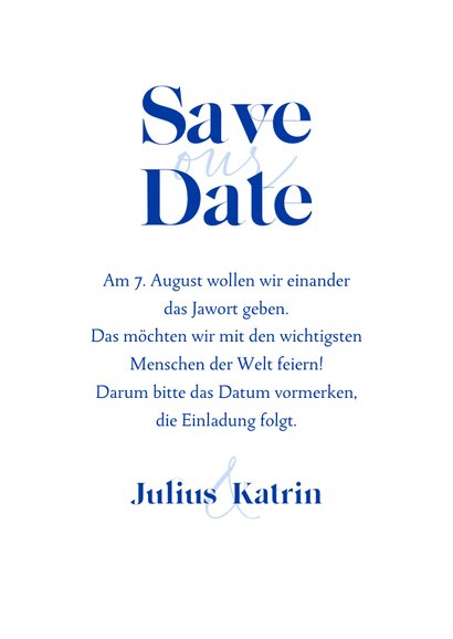 Save-the-Date-Karte Hochzeit Delfter Blau Blumendekor 3