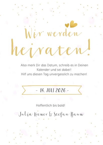 Save-the-Date-Karte Hochzeit drei Fotos und Konfetti 3