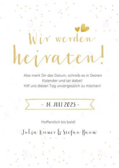 Save-the-Date-Karte Hochzeit drei Fotos und Konfetti 3