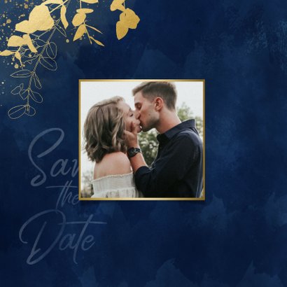 Save-the-Date-Karte Hochzeit Eukalyptus Goldlook 2