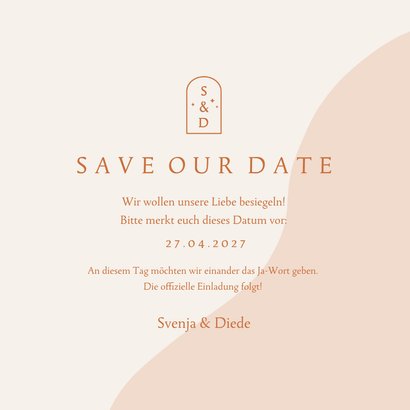 Save-the-Date-Karte Hochzeit Foto Bogenfenster Kupfer 3