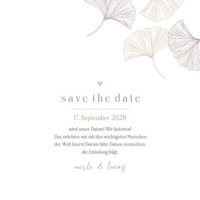 Save-the-Date-Karte Hochzeit Ginkgo pur & natürlich 3