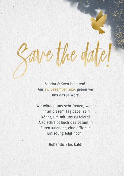 Save-the-Date-Karte Hochzeit mit Tauben & eigenem Foto 3