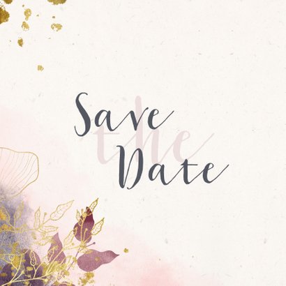 Save-the-Date-Karte Hochzeit rosa mit stilvollen Blumen 2