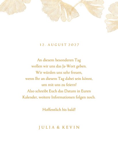 Save-the-Date-Karte Hochzeit Stempel & Ginkgoblätter 3