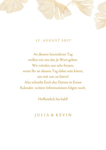 Save-the-Date-Karte Hochzeit Stempel & Ginkgoblätter 3