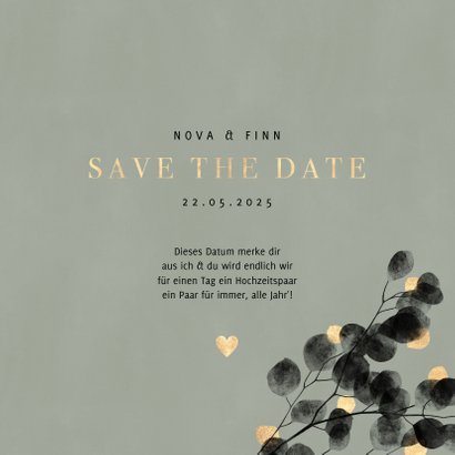 Save-the-Date-Karte Hochzeitsfeier Eukalyptus schwarz 3