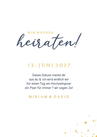 Save-the-Date-Karte Kalender Blau mit Gold 3