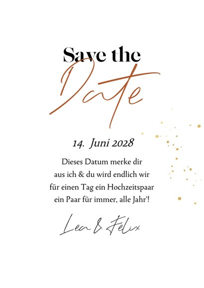 Save-the-Date-Karte Kalender Herzchen Goldstreifen 3
