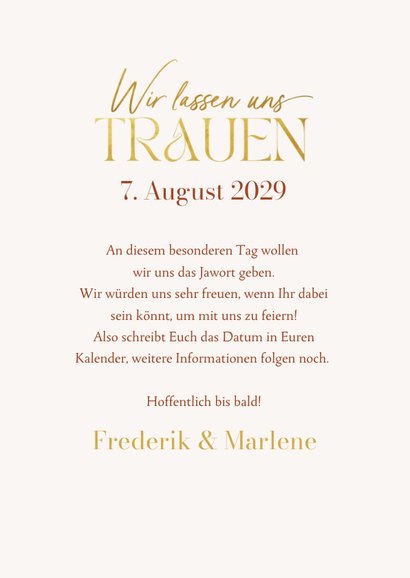 Save-The-Date-Karte Sommerblumen & Gold 3