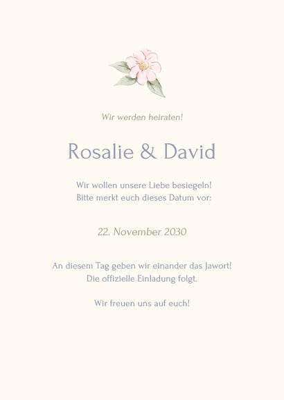 Save the Date Karte vintage Blumen und Schleife 3