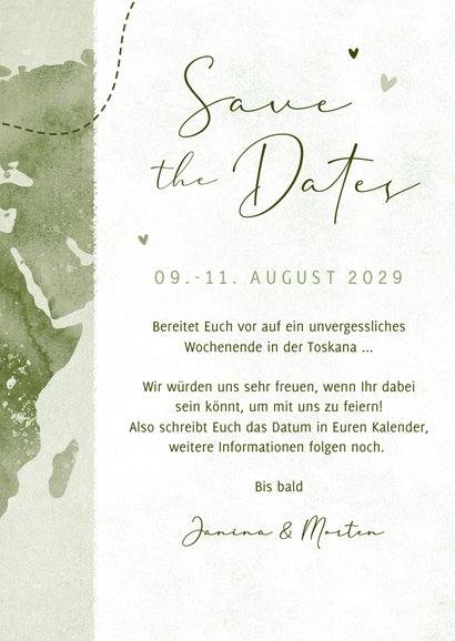 Save-the-Date-Karte Weltkarte & Foto 3