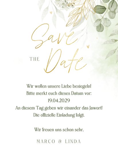 Save-The-Date-Karte zur Hochzeit Aquarellzweige 3