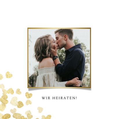 Save-the-Date-Karte zur Hochzeit Goldene Herzen 2