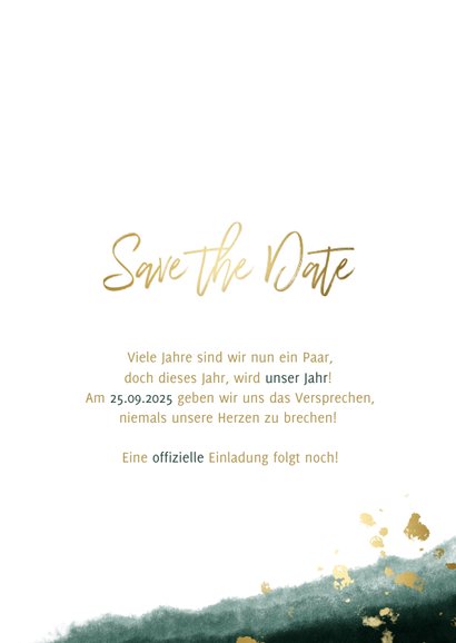 Save-the-Date-Karte zur Hochzeit mit Foto grün mit Kalender 3