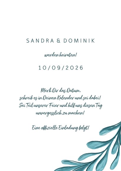 Save-the-Date-Karte zur Hochzeit mit Zweigen 3
