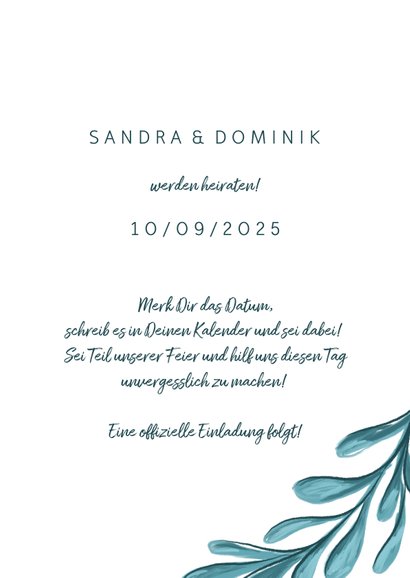 Save-the-Date-Karte zur Hochzeit mit Zweigen  3