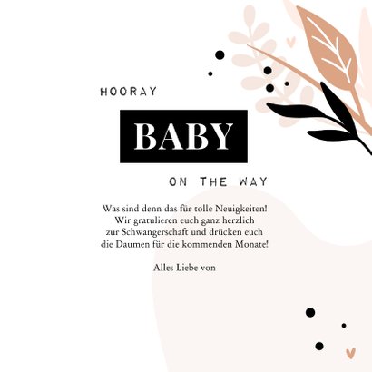 Schwangerschafts-Glückwunschkarte 'Hooray, baby on the way' 3