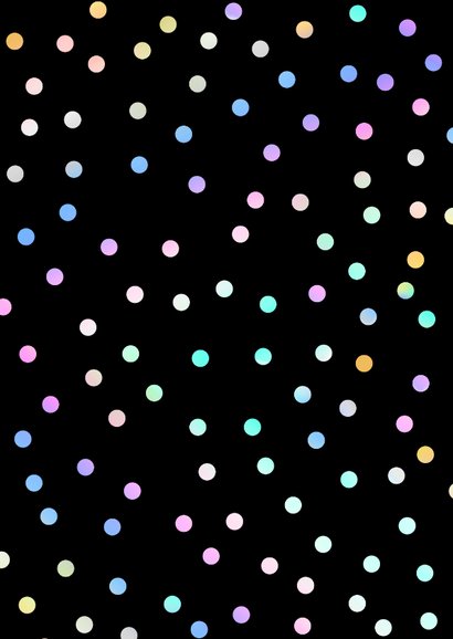 Schwarze Partyeinladung bunte Konfetti 10. Kindergeburtstag Rückseite