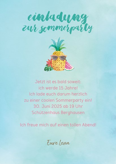 Sommerliche Einladungskarte Hawaii Geburtstag 3