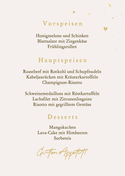 Speise-/Getränkekarte 'Wine and Dine' Foto und Goldschrift 3