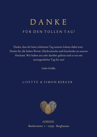 Stilvolle Danksagung zur Hochzeit mit eigenem Foto 3