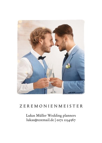 Stilvolle Einladungskarte Hochzeit Männer in Silhouette 2
