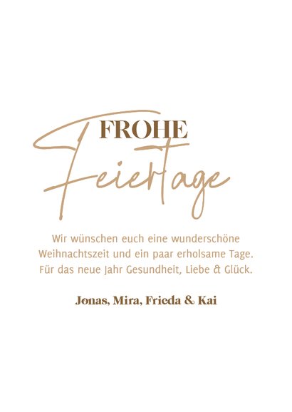 Stilvolle Fotokarte mit Weihnachtsgruß 'Frohe Festtage' 3