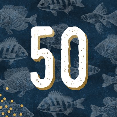 Stilvolle Glückwunschkarte 50. Geburtstag mit Fischen 2