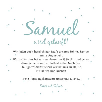 Taufeinladung blau mit Sternen 3