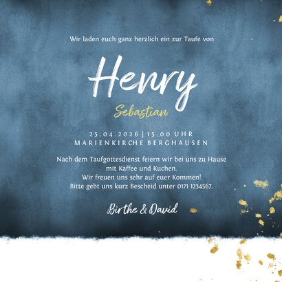 Taufeinladung Foto Goldfisch dunkelblau Aquarell 3