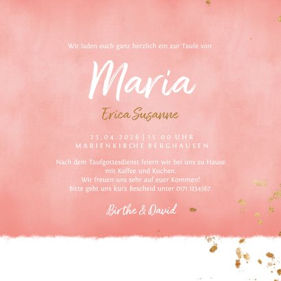 Taufeinladung Foto Goldfisch rosa Aquarell 3