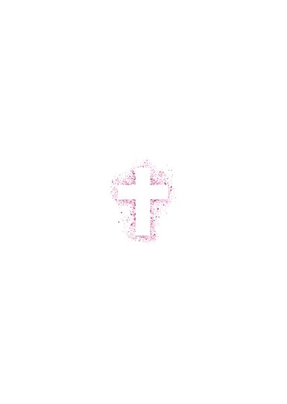 Taufeinladung Kreuz pink Spritztechnik mit Foto Rückseite