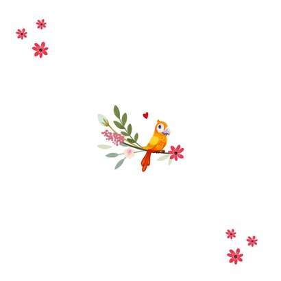 Taufeinladung mit Blumen und Vogel Rückseite