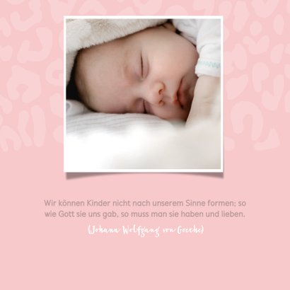 Taufeinladung pink mit Animalprint und Foto innen 2