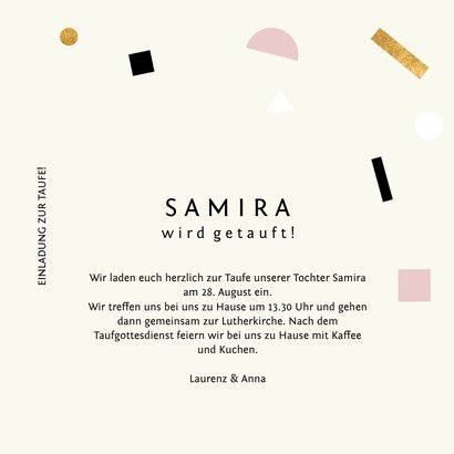 Taufeinladung schlicht Pastellfarben und modernes Konfetti 3