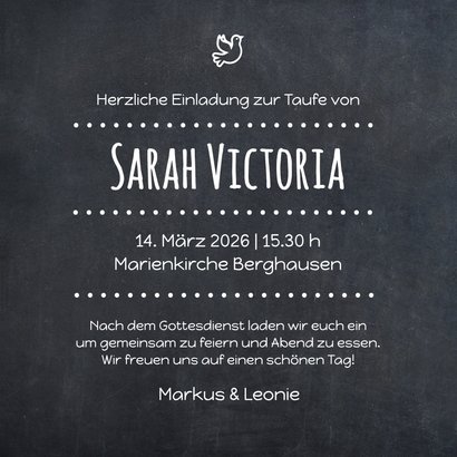 Taufeinladung Silhouette Mädchen mit Kreide 3