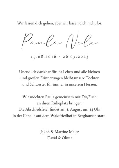 Trauerfeier Einladung Foto & Schmetterlinge 3