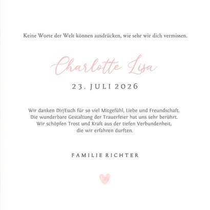 Trauerkarte Babyfüße rosa Fußabdruck 3