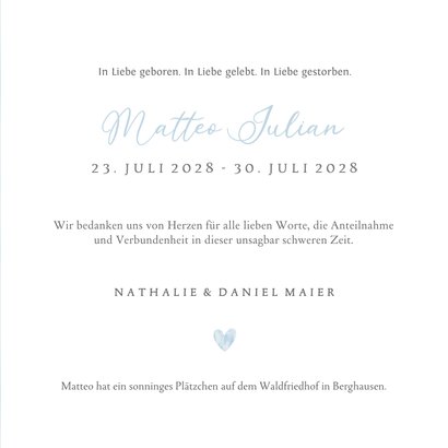 Trauerkarte Baby/Stillgeburt blaue Babyfüße 3