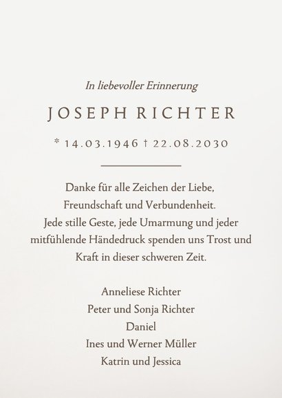 Trauerkarte Danke weiße Orichideen 3