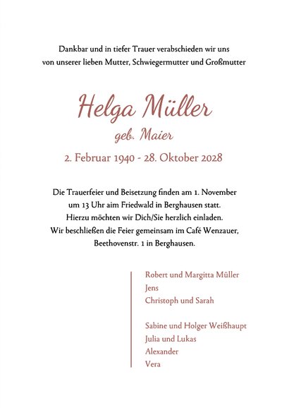 Trauerkarte Einladung Trauerfeier Waldweg & Sonnenuntergang 3