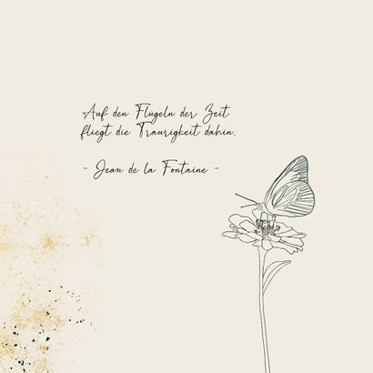 Trauerkarte Schmetterling Blume Linienzeichnung Kind 2
