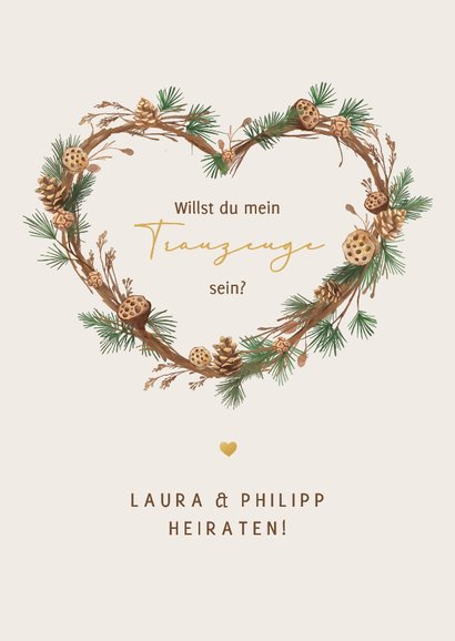 Trauzeuge fragen Hochzeitskarte Winterdeko Zweige & Zapfen 3